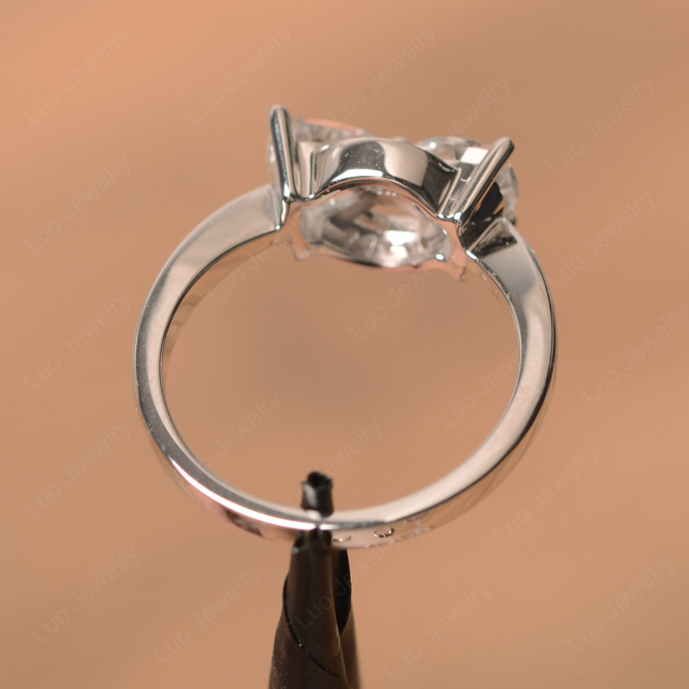 Trillion Cut White Topaz Ring 2 Stone Mothers Ring - LUO Jewelry