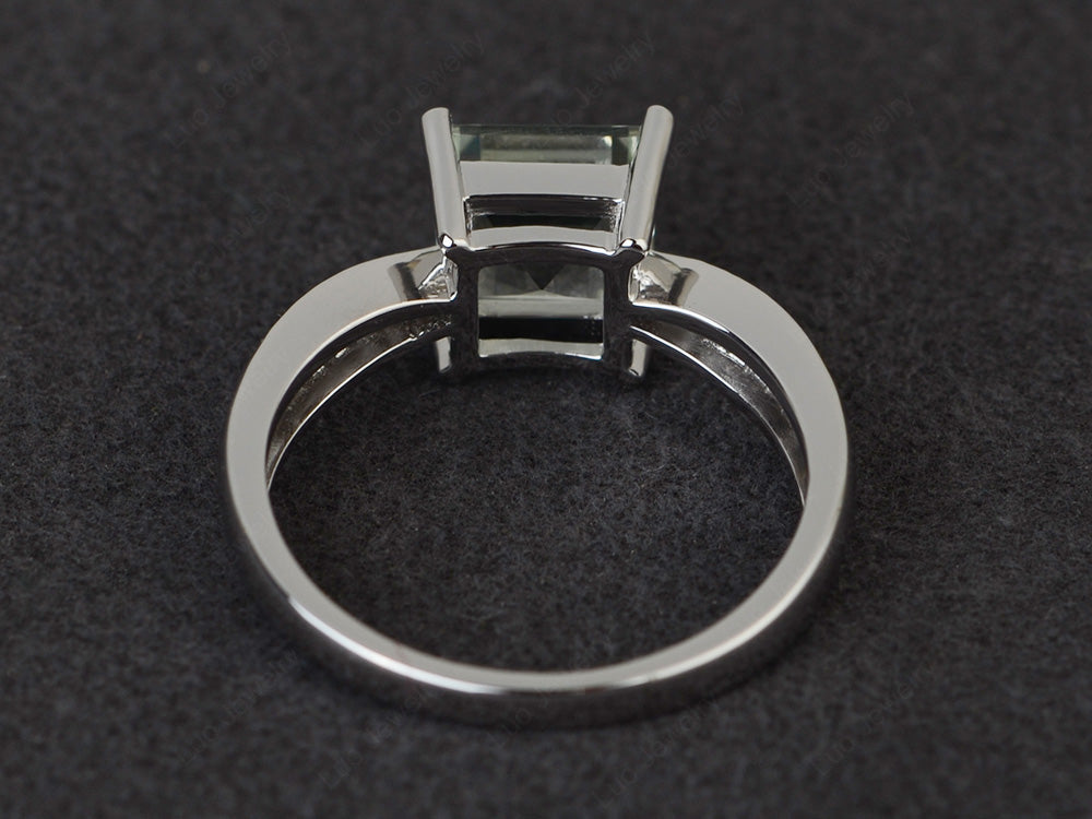 Square Green Amethyst Ring Sterling Silver - LUO Jewelry