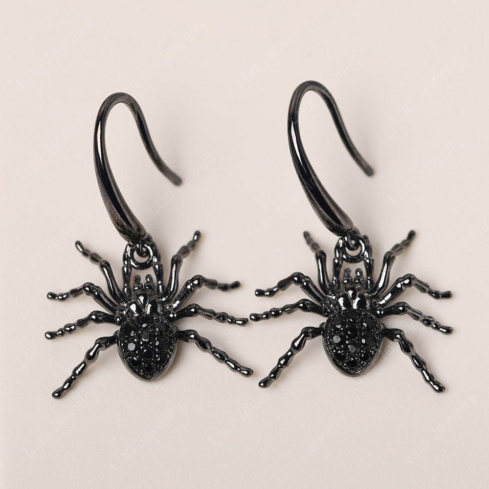 Black Spinel Spider Dangle Earrings - LUO Jewelry