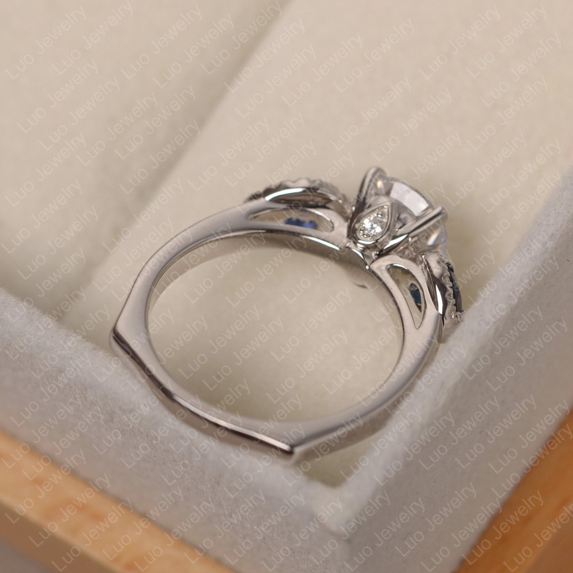 Cubic Zirconia Euro Shank Ring With Pear Side Stones - LUO Jewelry