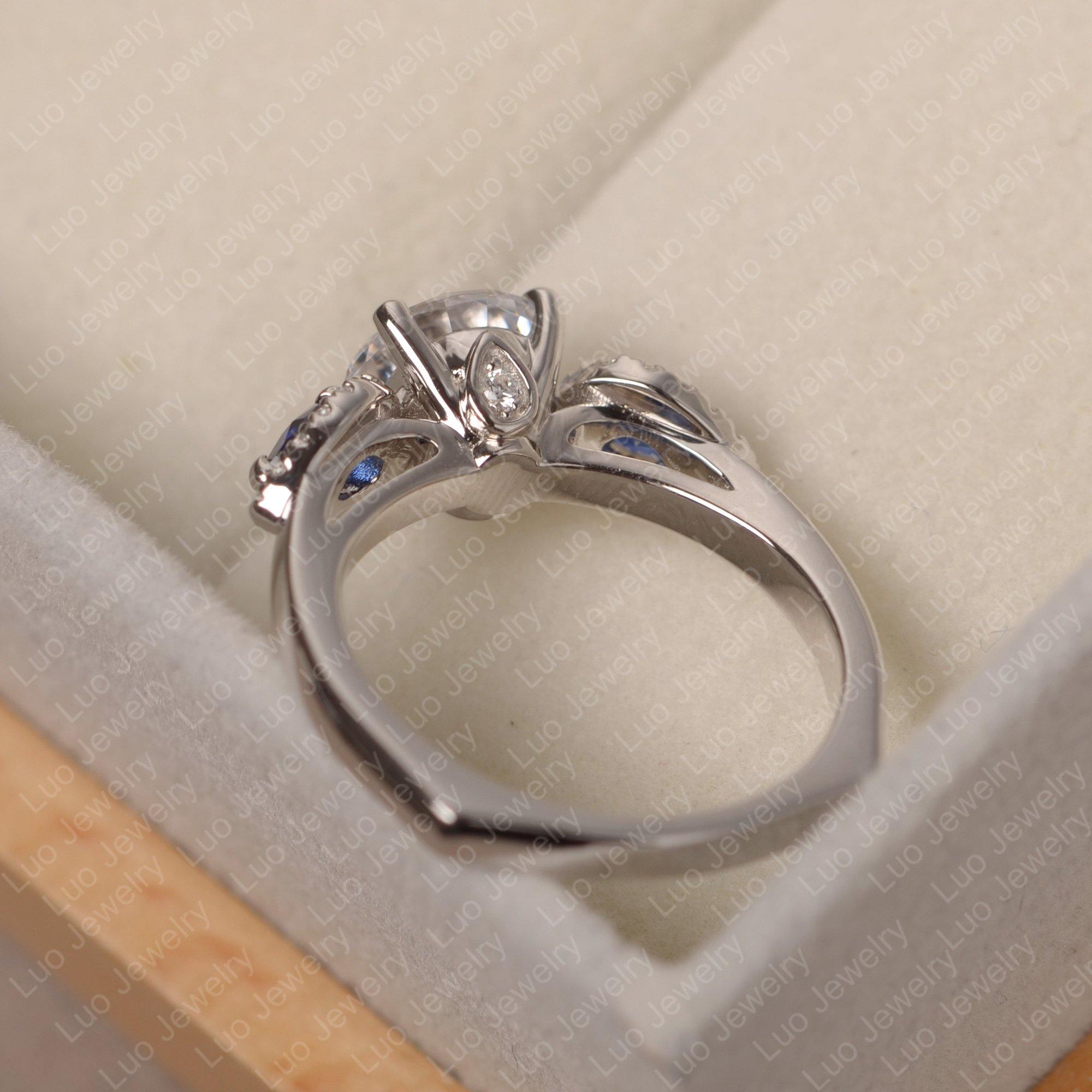 Cubic Zirconia Euro Shank Ring With Pear Side Stones - LUO Jewelry