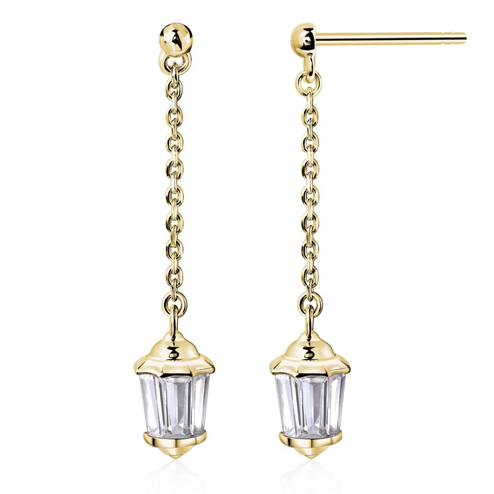 Cubic Zirconia Lantern Dangle Earrings - LUO Jewelry #metal_18k yellow gold