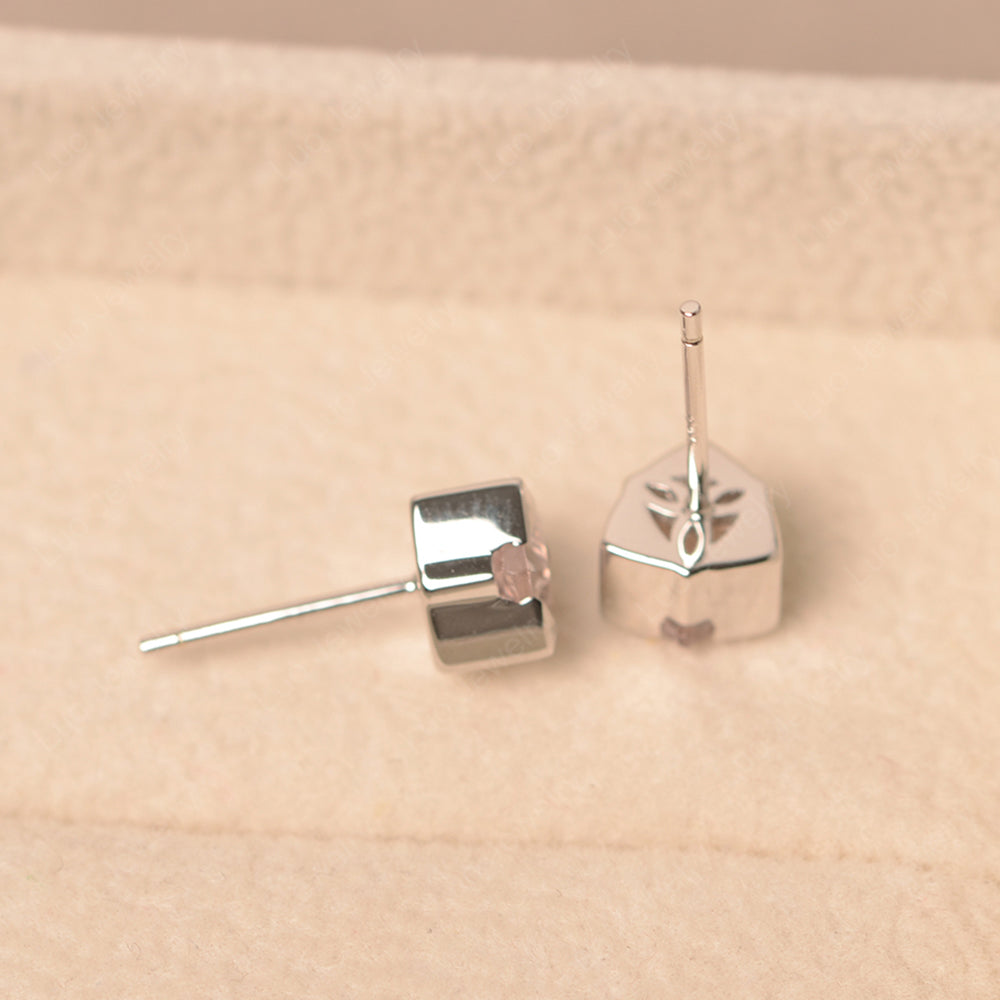 Trillion Cut Bezel Set Morganite Stud Earrings - LUO Jewelry