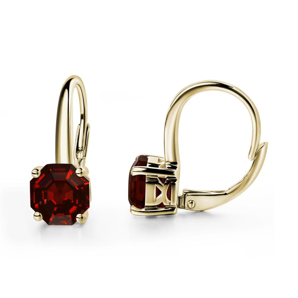 Octagon Cut Garnet Leverback Earrings - LUO Jewelry #metal_14k yellow gold