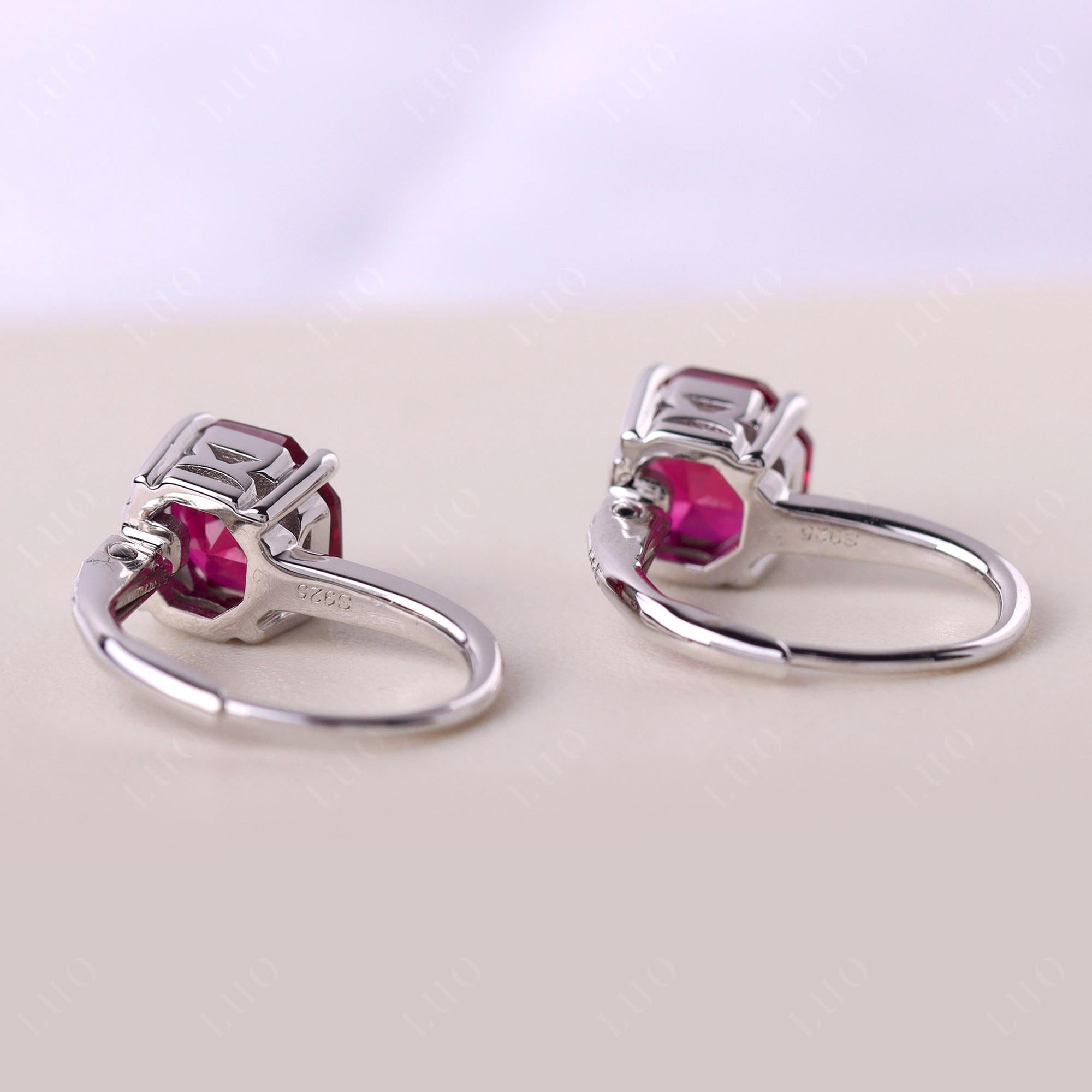 Octagon Cut Ruby Leverback Earrings - LUO Jewelry