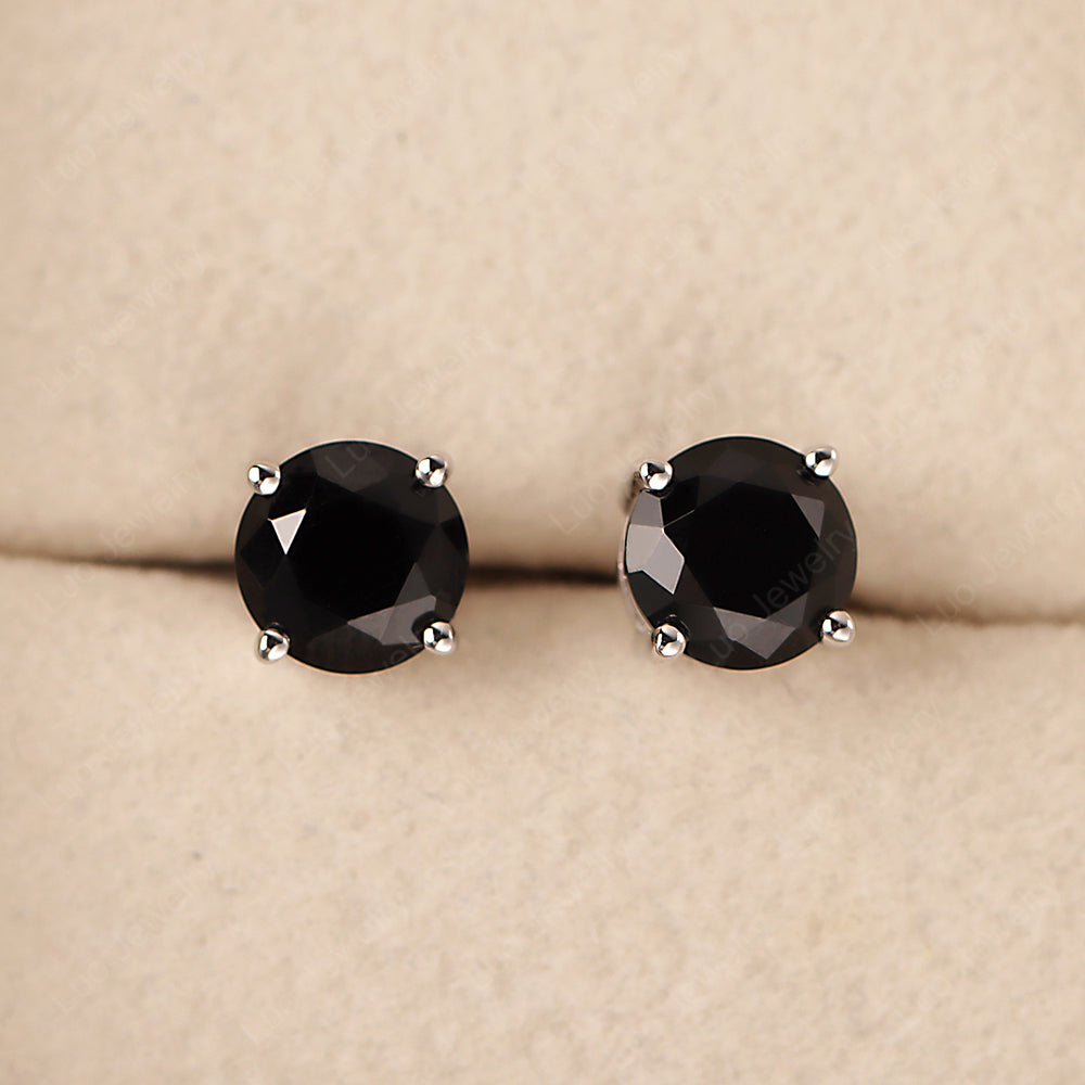 6mm Round Black Spinel Stud Earrings LUO - Main Image