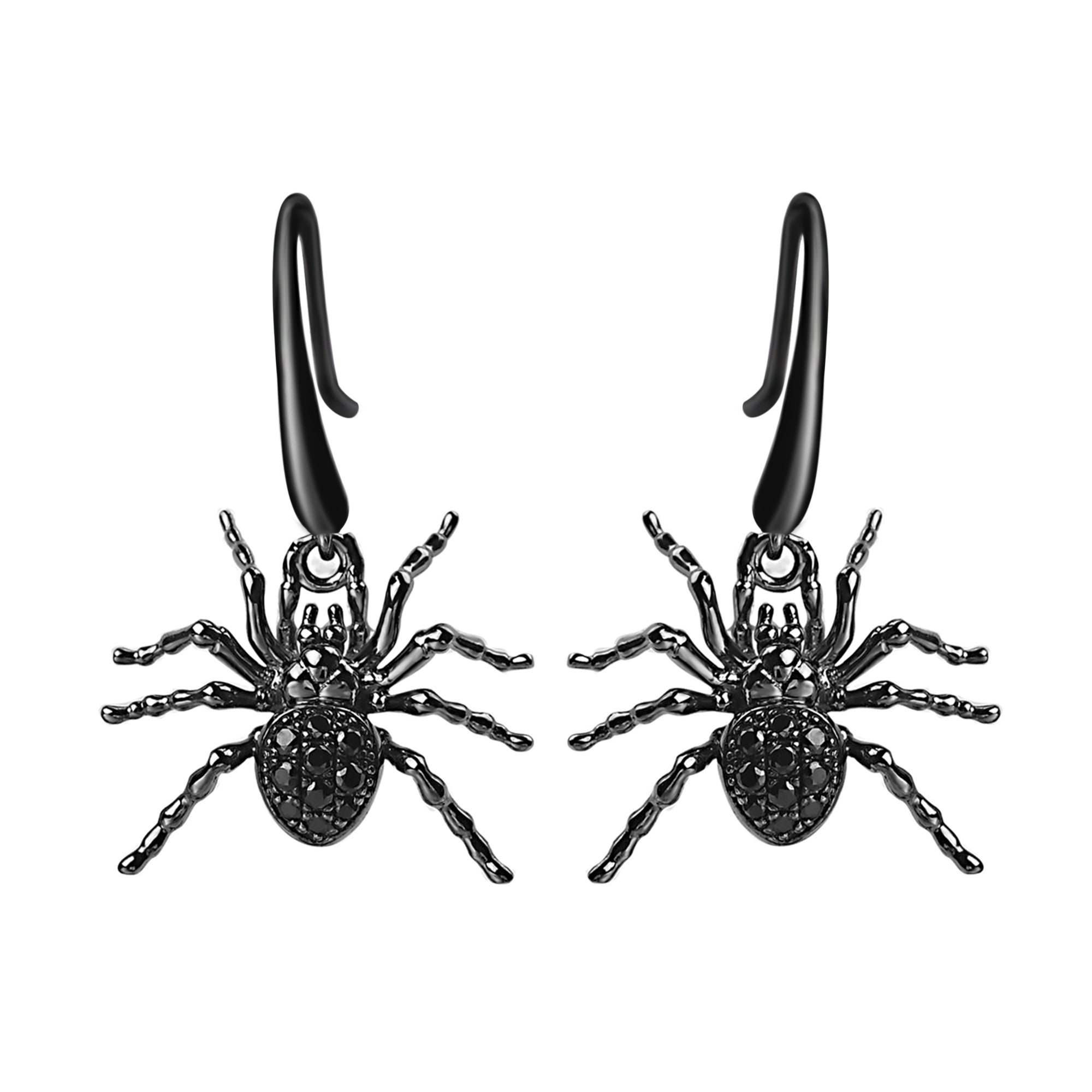 Black Spinel Spider Dangle Earrings - LUO Jewelry