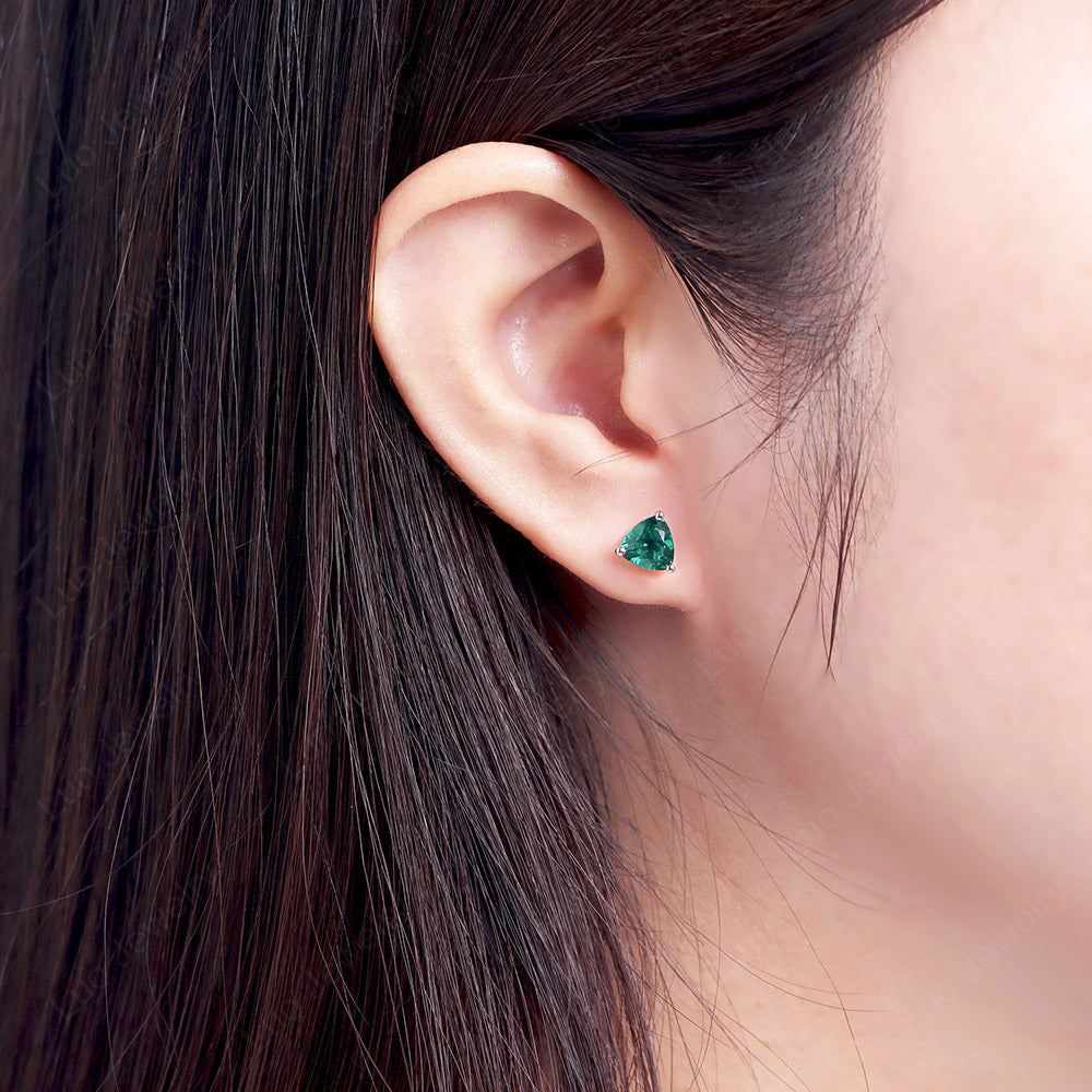 Trillion Cut Emerald Stud Earrings