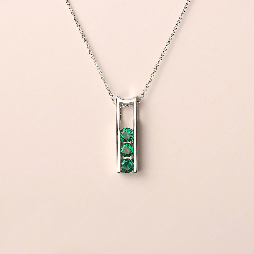Emerald Three Stone Necklace
