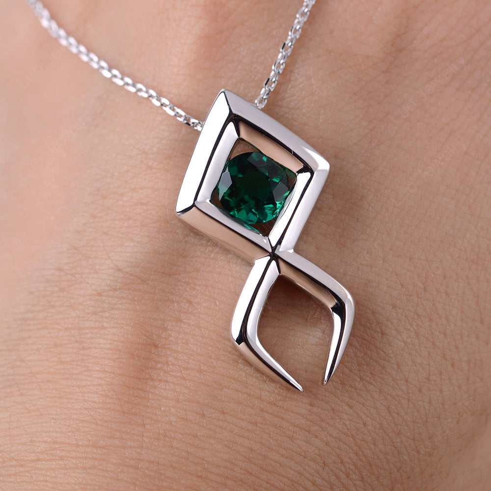 Emerald Fish Necklace Pendant Silver - LUO Jewelry