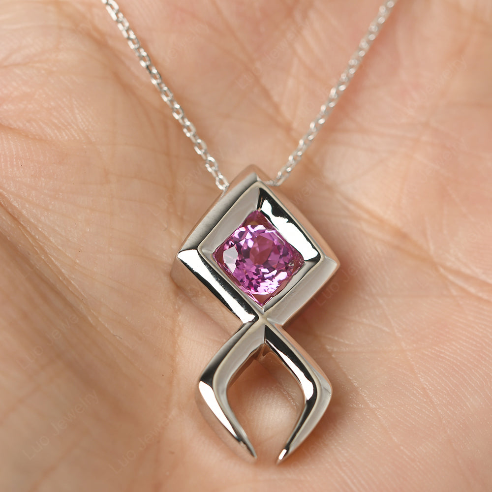 Pink Sapphire Fish Necklace Pendant Silver - LUO Jewelry