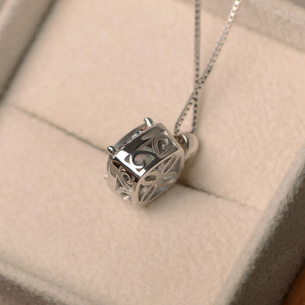 Cushion Cut Halo Kite Set Mystic Topaz Necklace - LUO Jewelry