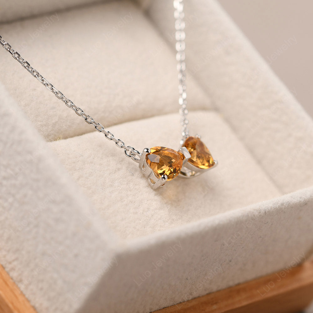 Heart Shaped Citrine Two Stone Necklace