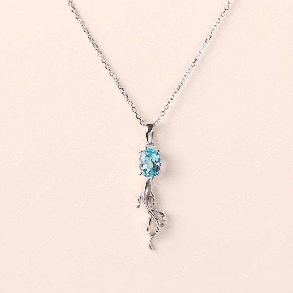 Oval Swiss Blue Topaz Fish Necklace