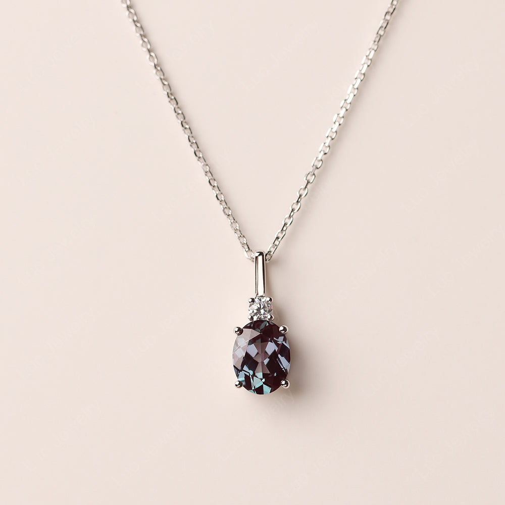 Oval Alexandrite Necklace White Gold - LUO Jewelry