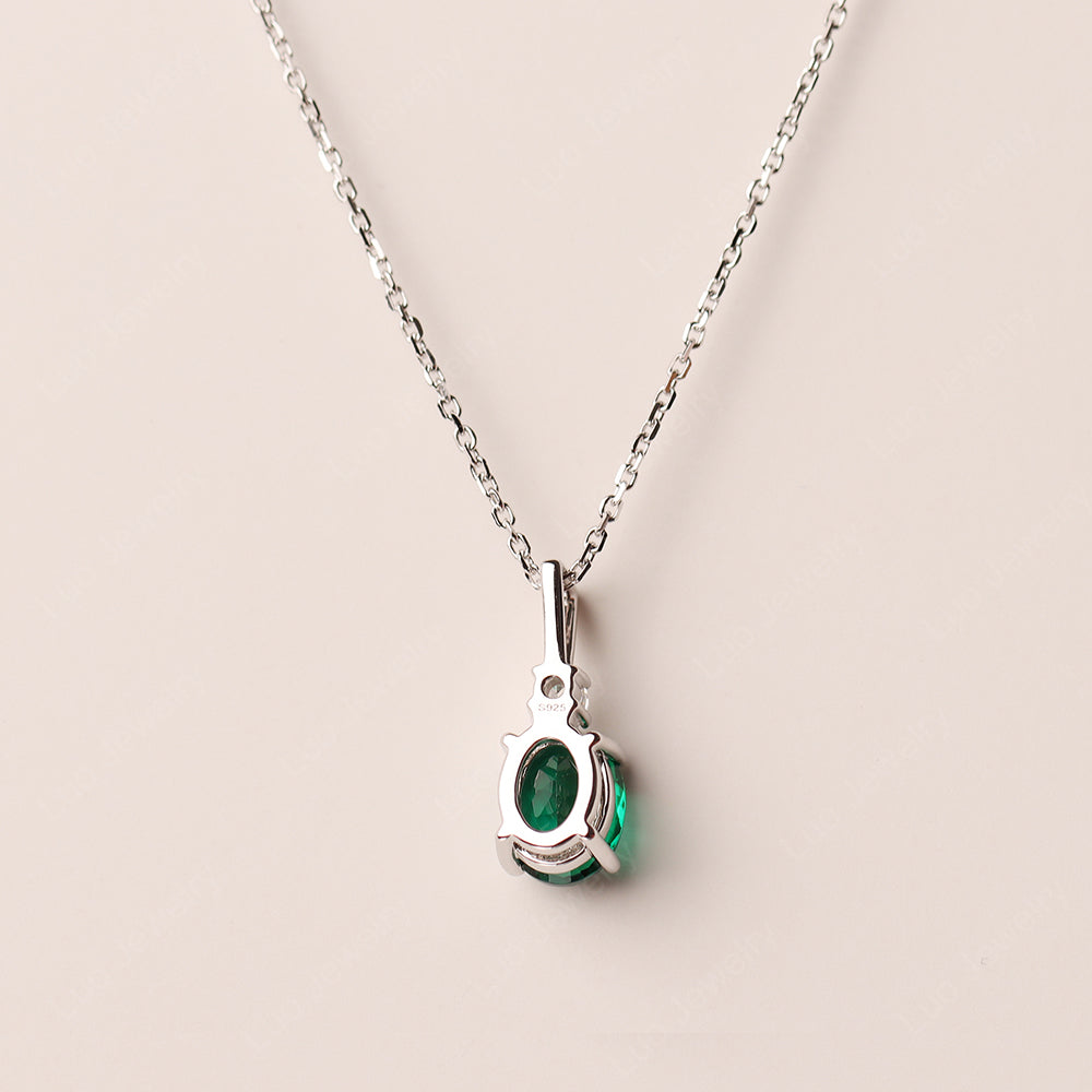 Oval Emerald Necklace White Gold - LUO Jewelry