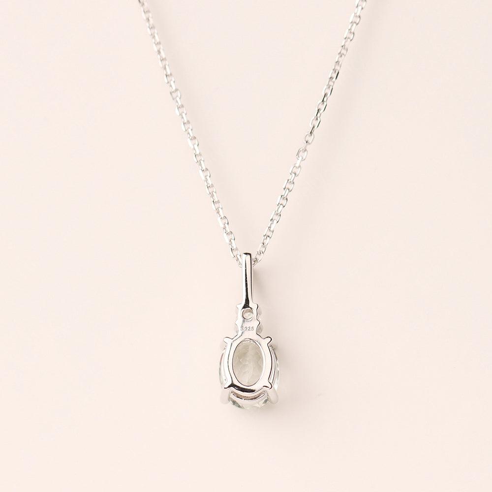 Oval Green Amethyst Necklace White Gold - LUO Jewelry