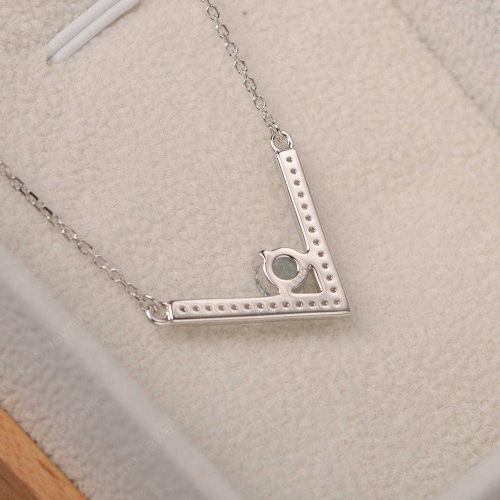 V Shaped Aquamarine Necklace Sterling Silver - LUO Jewelry