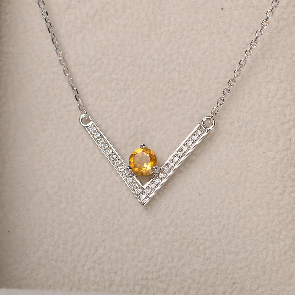 V Shaped Citrine Necklace Sterling Silver - LUO Jewelry