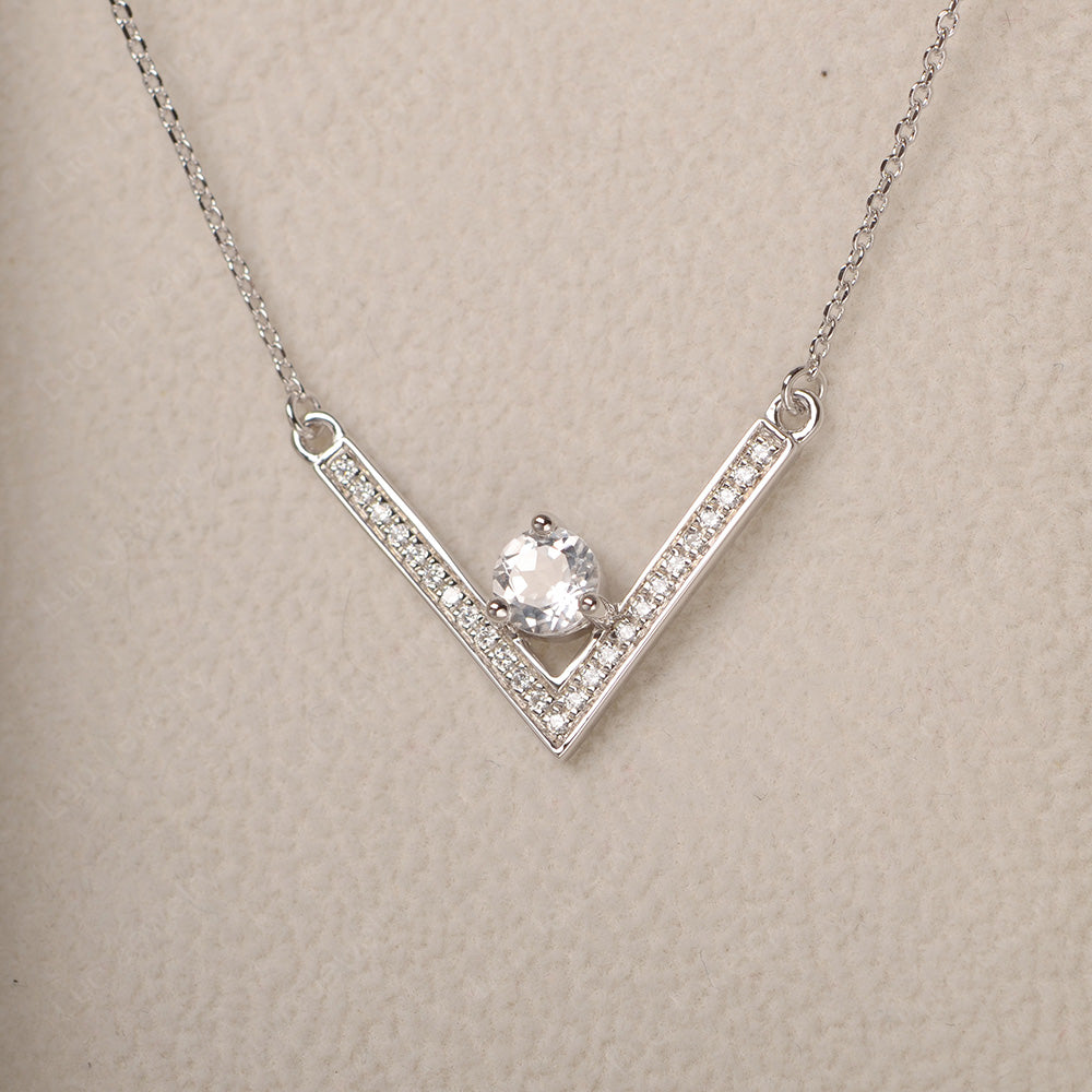 V Shaped White Topaz Necklace Sterling Silver - LUO Jewelry