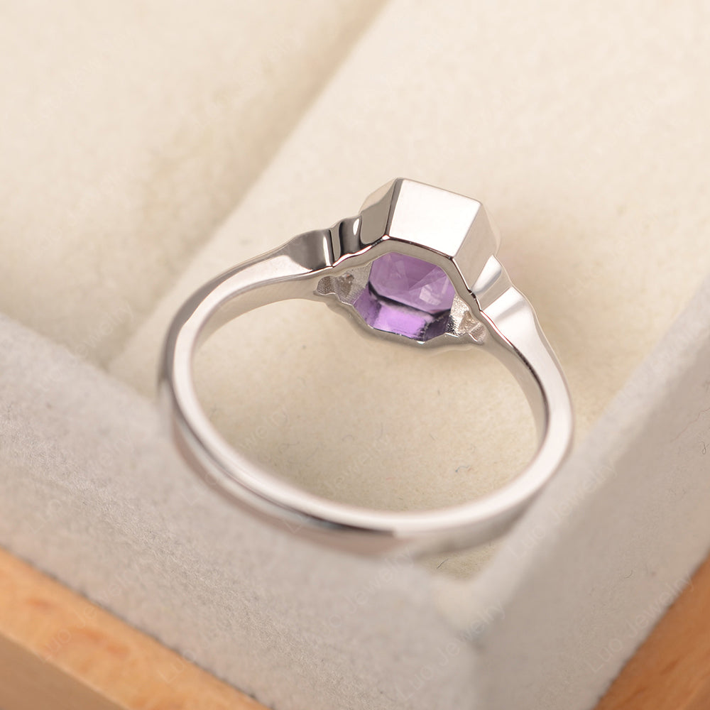 Vintage Asscher Cut Amethyst Ring White Gold - LUO Jewelry