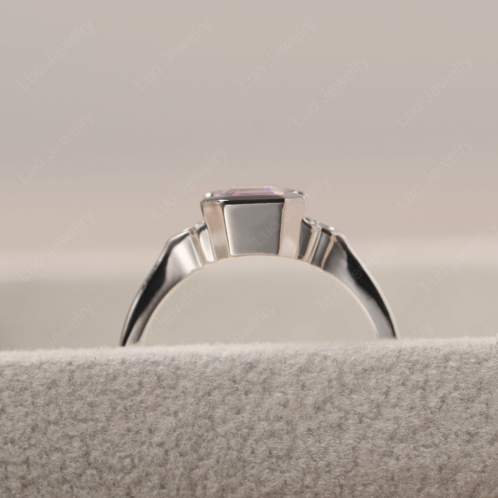 Vintage Asscher Cut Cubic Zirconia Ring White Gold - LUO Jewelry