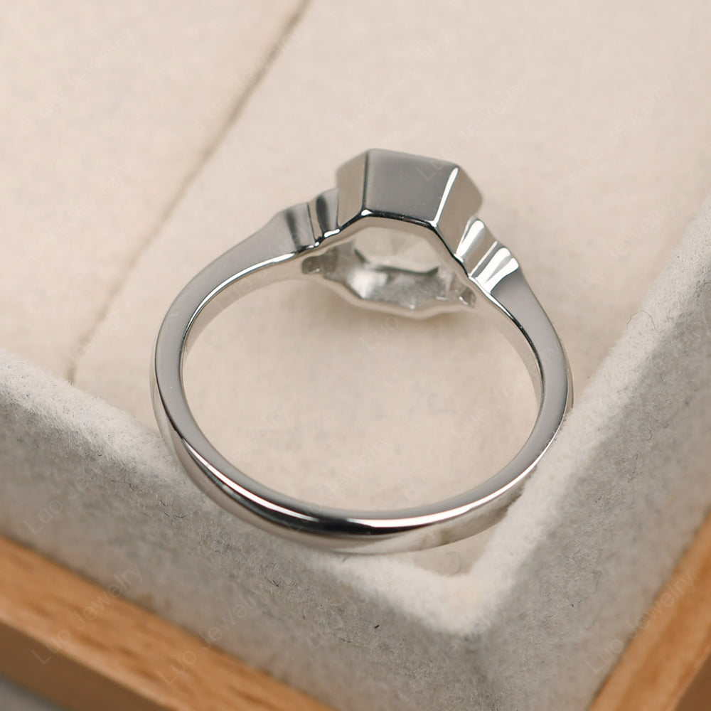 Vintage Asscher Cut Green Amethyst Ring White Gold - LUO Jewelry