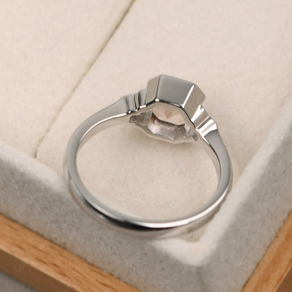 Vintage Asscher Cut Morganite Ring White Gold - LUO Jewelry