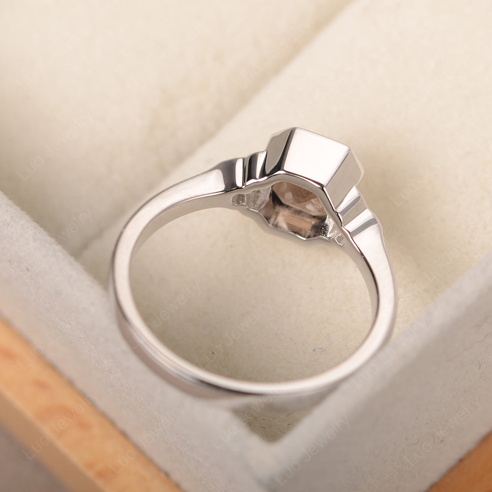 Vintage Asscher Cut Smoky Quartz Ring White Gold - LUO Jewelry