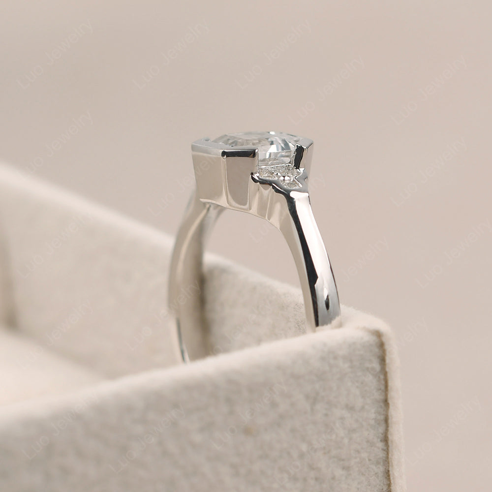 Vintage Asscher Cut White Topaz Ring White Gold - LUO Jewelry