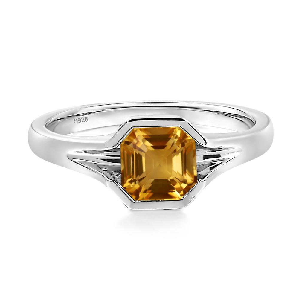 Asscher Cut Citrine Solitaire Promise Ring - LUO Jewelry #metal_sterling silver