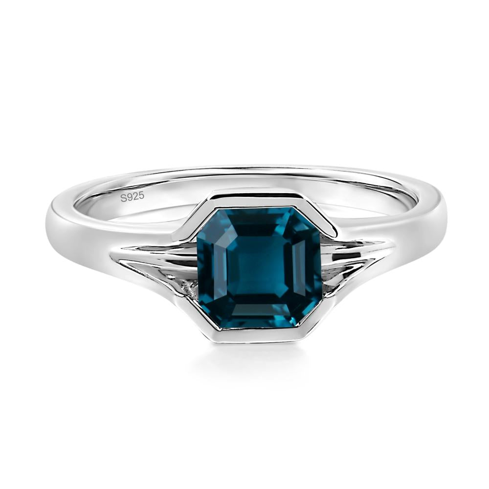 Asscher Cut London Blue Topaz Solitaire Promise Ring - LUO Jewelry #metal_sterling silver