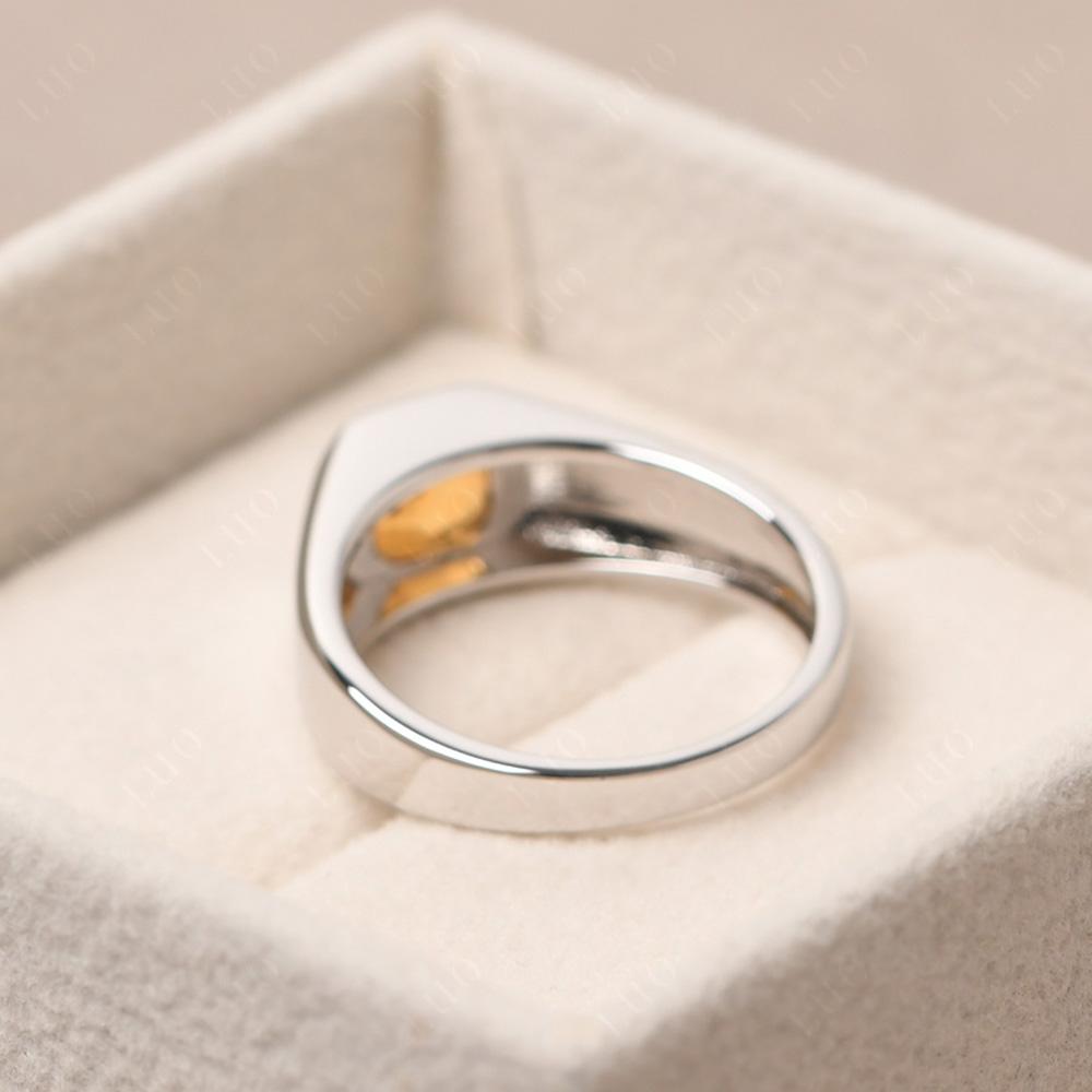 Wide Band Asscher Cut Citrine Ring - LUO Jewelry