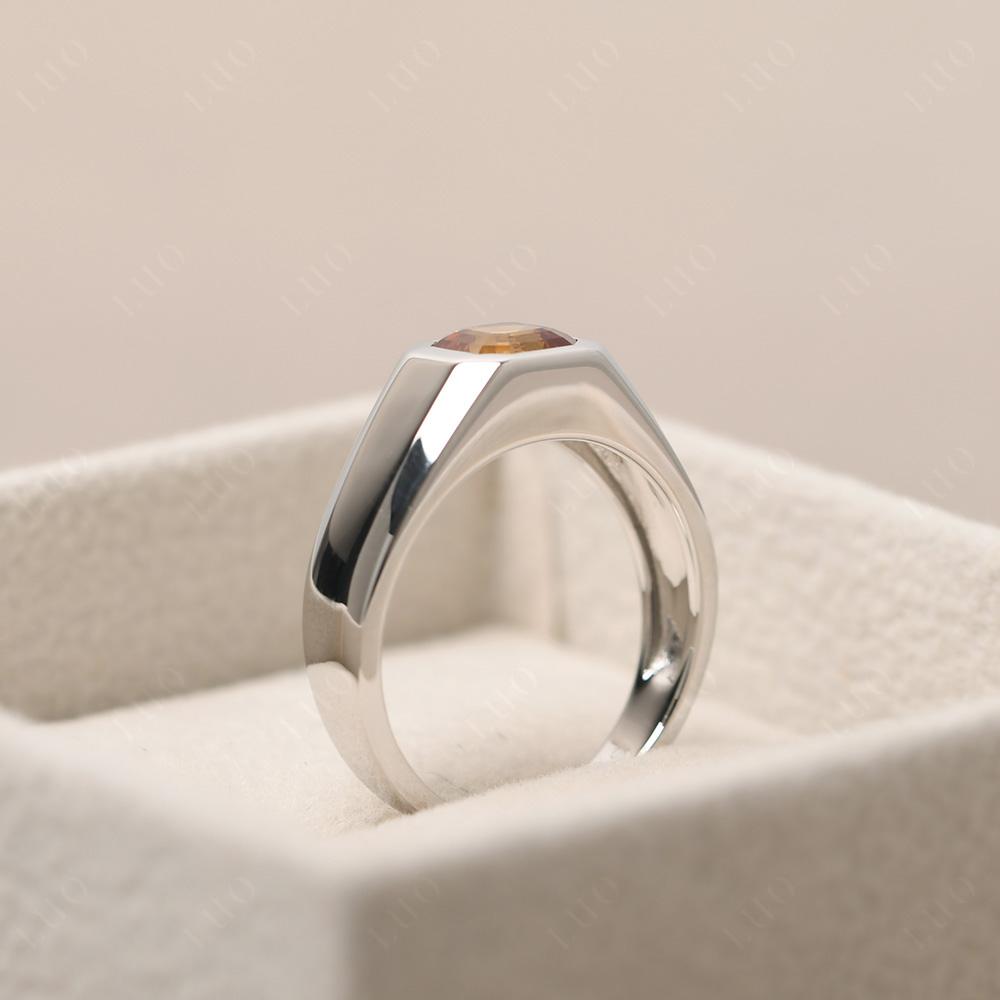 Wide Band Asscher Cut Citrine Ring - LUO Jewelry