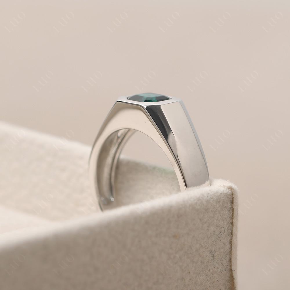 Wide Band Asscher Cut Emerald Ring - LUO Jewelry