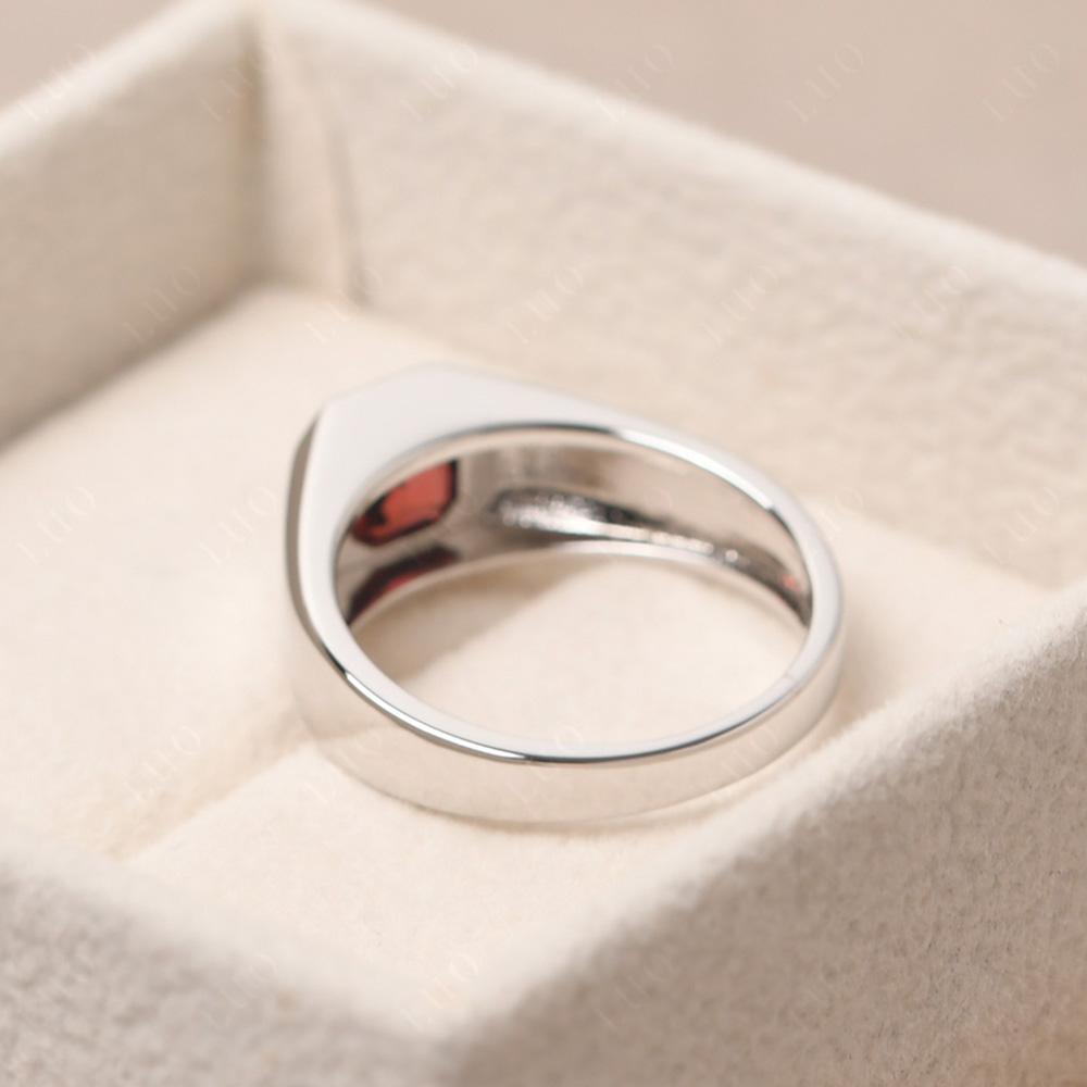 Wide Band Asscher Cut Garnet Ring - LUO Jewelry