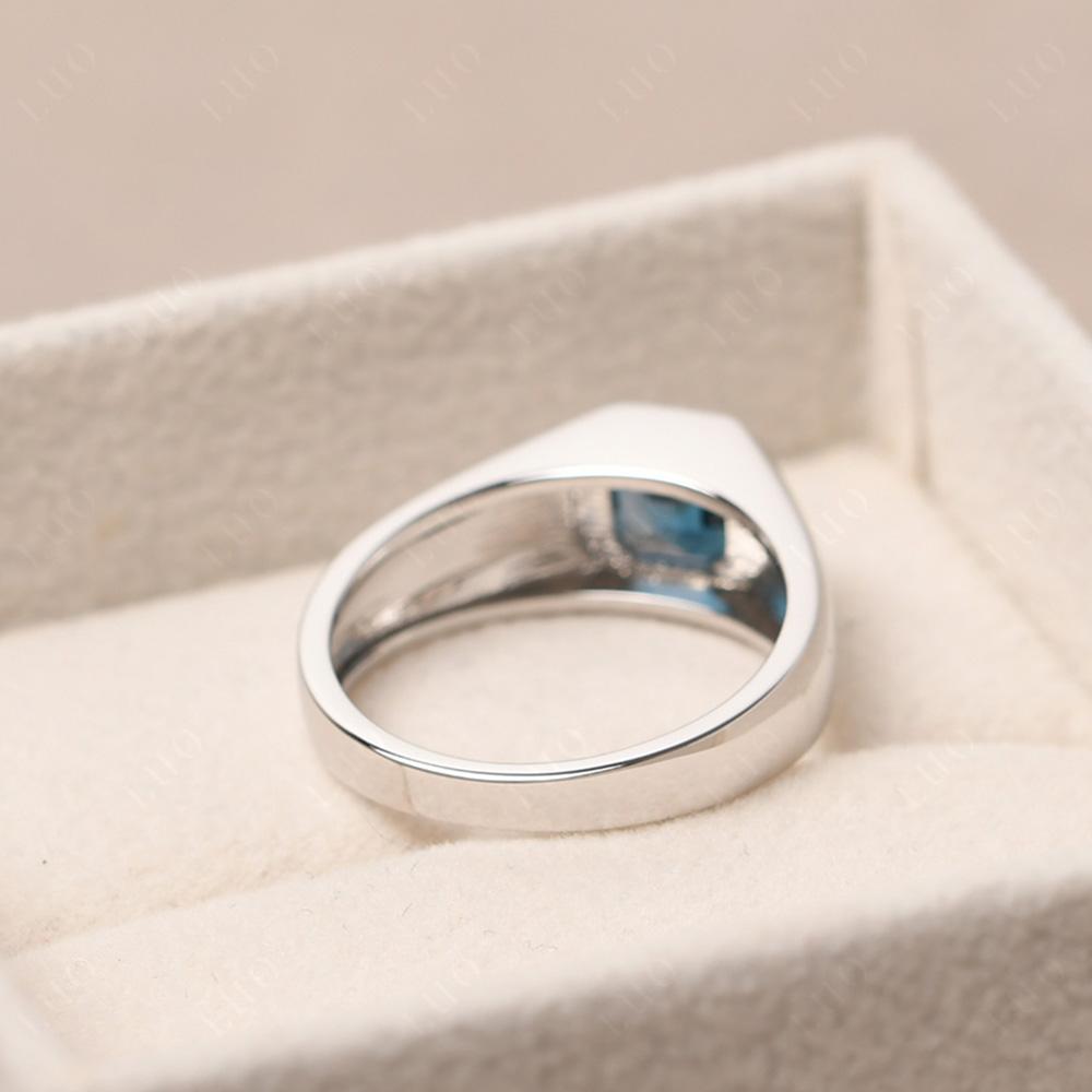 Wide Band Asscher Cut London Blue Topaz Ring - LUO Jewelry