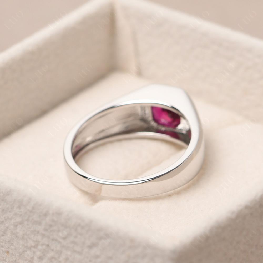 Wide Band Asscher Cut Ruby Ring - LUO Jewelry