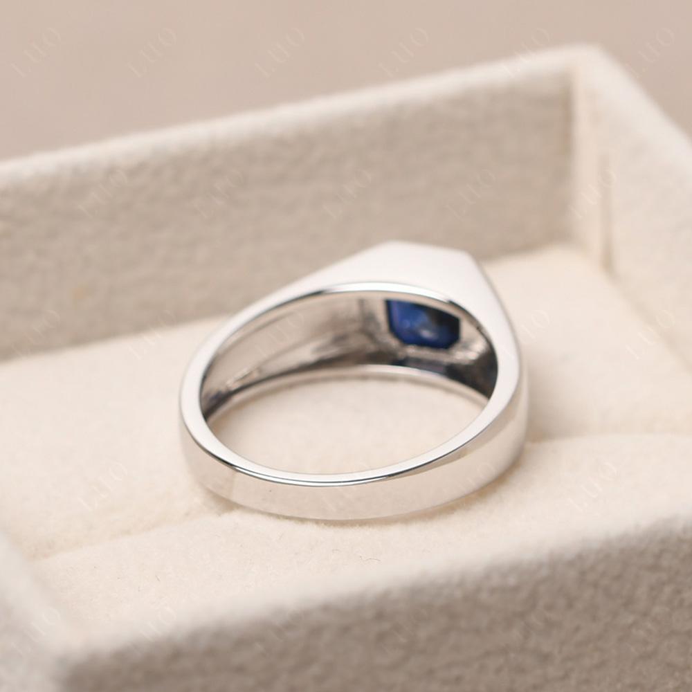 Wide Band Asscher Cut Sapphire Ring - LUO Jewelry