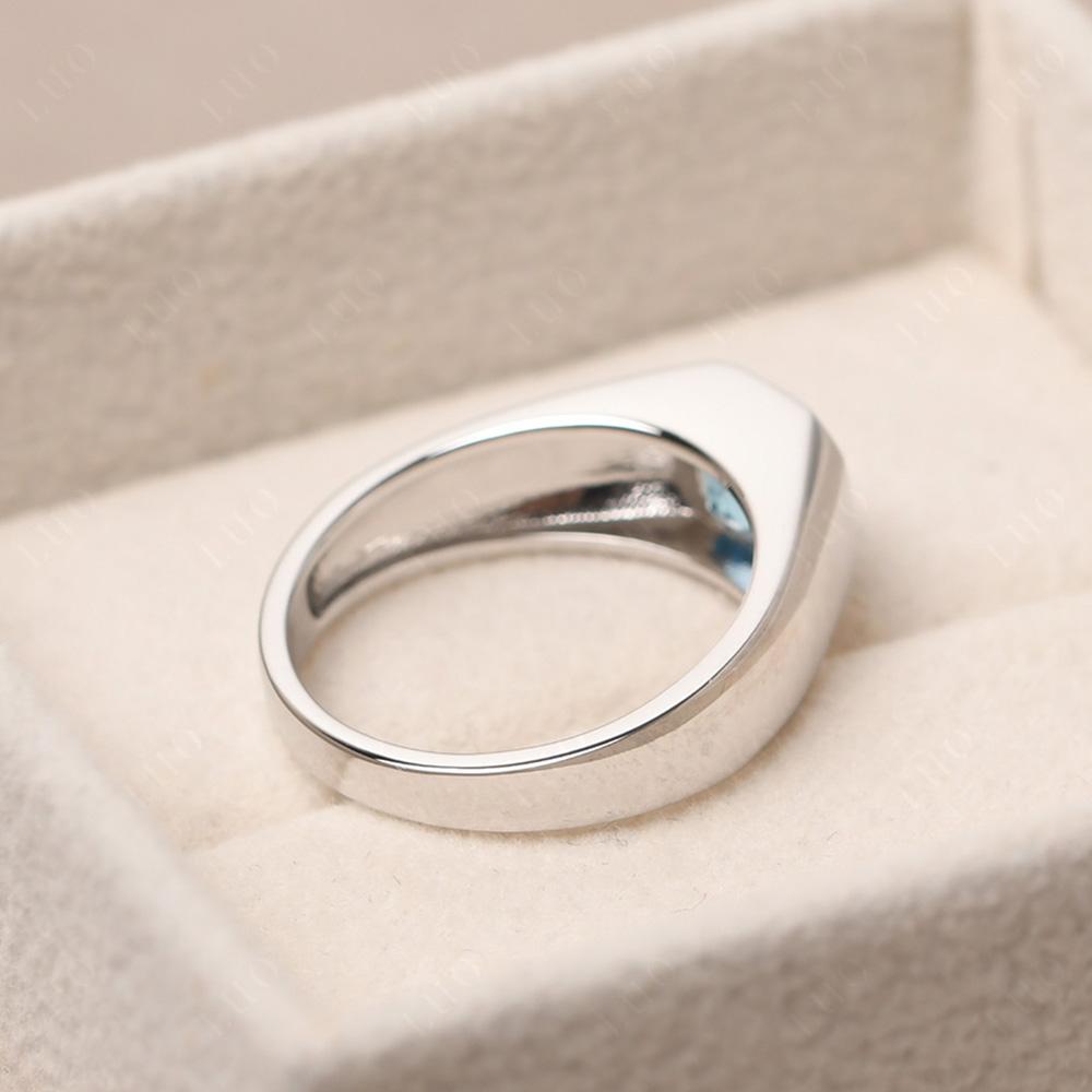 Wide Band Asscher Cut Swiss Blue Topaz Ring - LUO Jewelry
