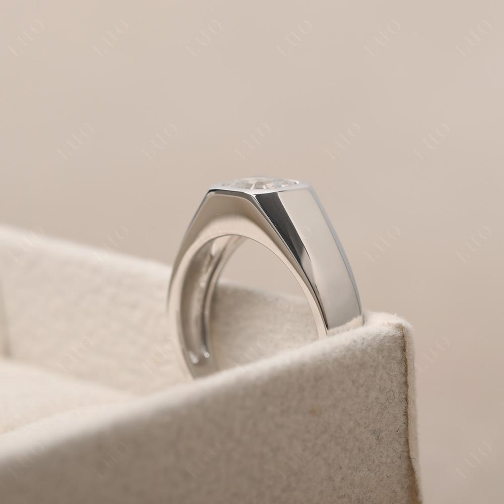 Wide Band Asscher Cut White Topaz Ring - LUO Jewelry