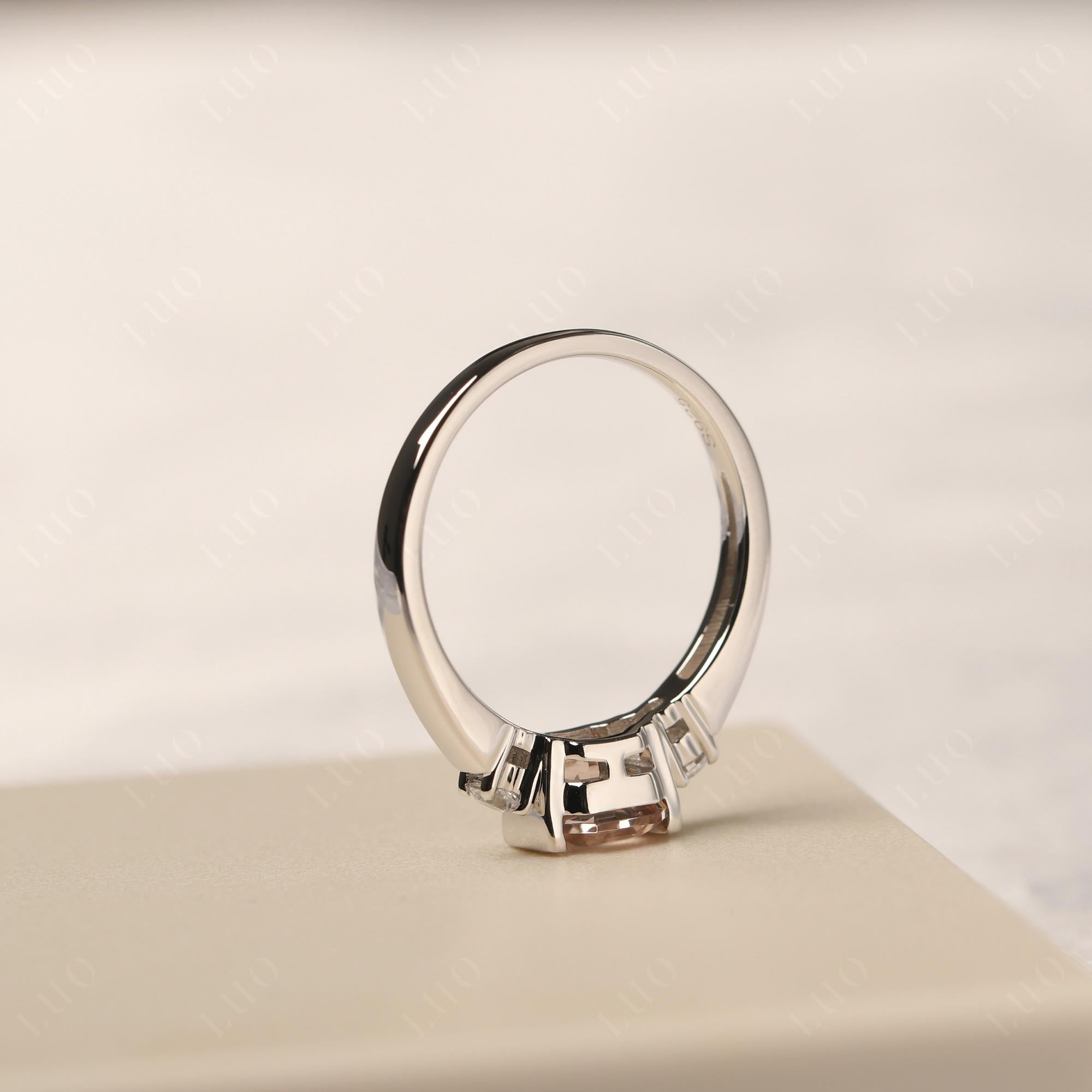 Morganite Half Bezel Set Asscher Cut Ring - LUO Jewelry