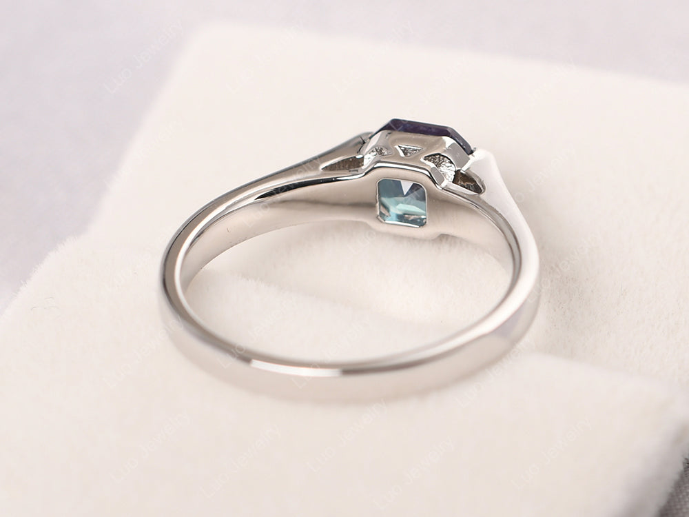 Asscher Cut Alexandrite Solitaire Ring - LUO Jewelry