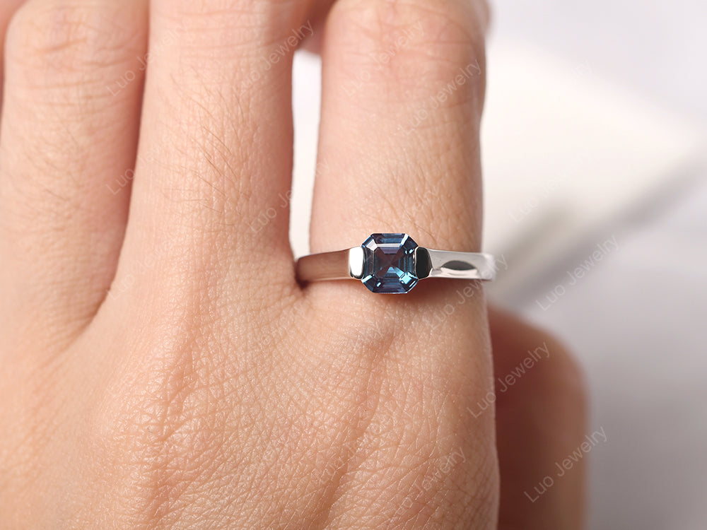 Asscher Cut Alexandrite Solitaire Ring - LUO Jewelry