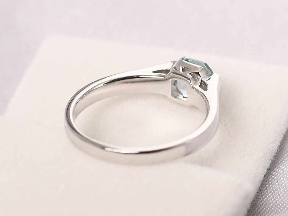 Asscher Cut Aquamarine Solitaire Ring - LUO Jewelry