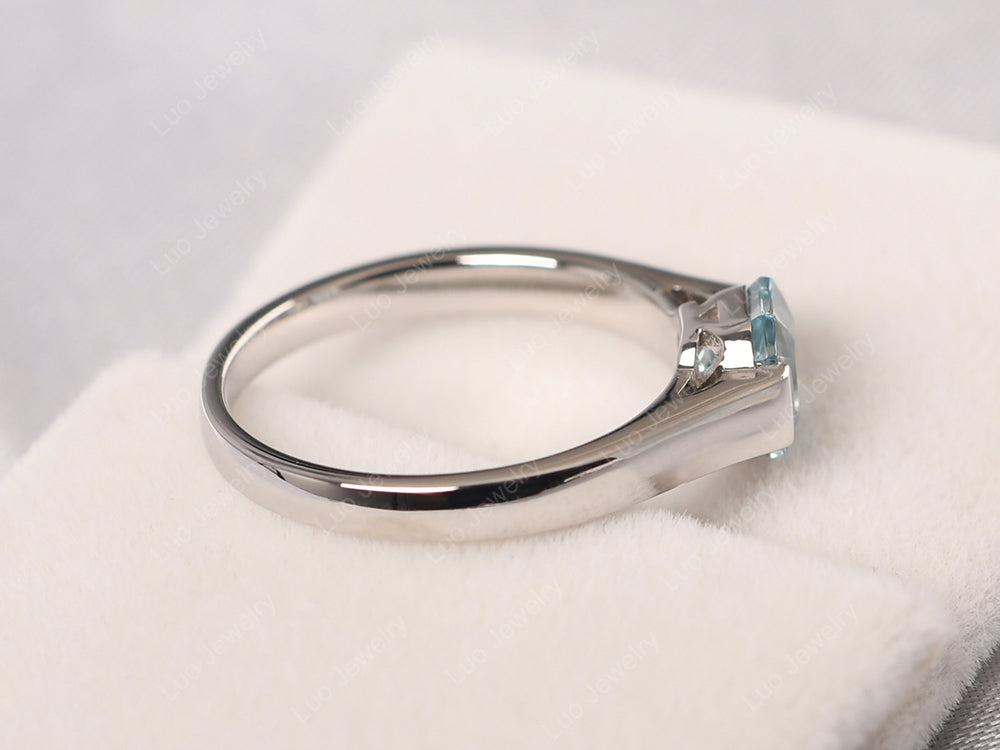 Asscher Cut Aquamarine Solitaire Ring - LUO Jewelry