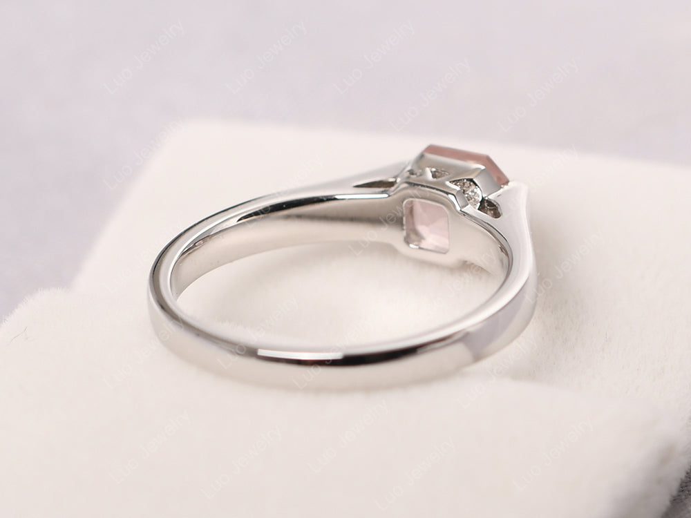 Asscher Cut Rose Quartz Solitaire Ring - LUO Jewelry