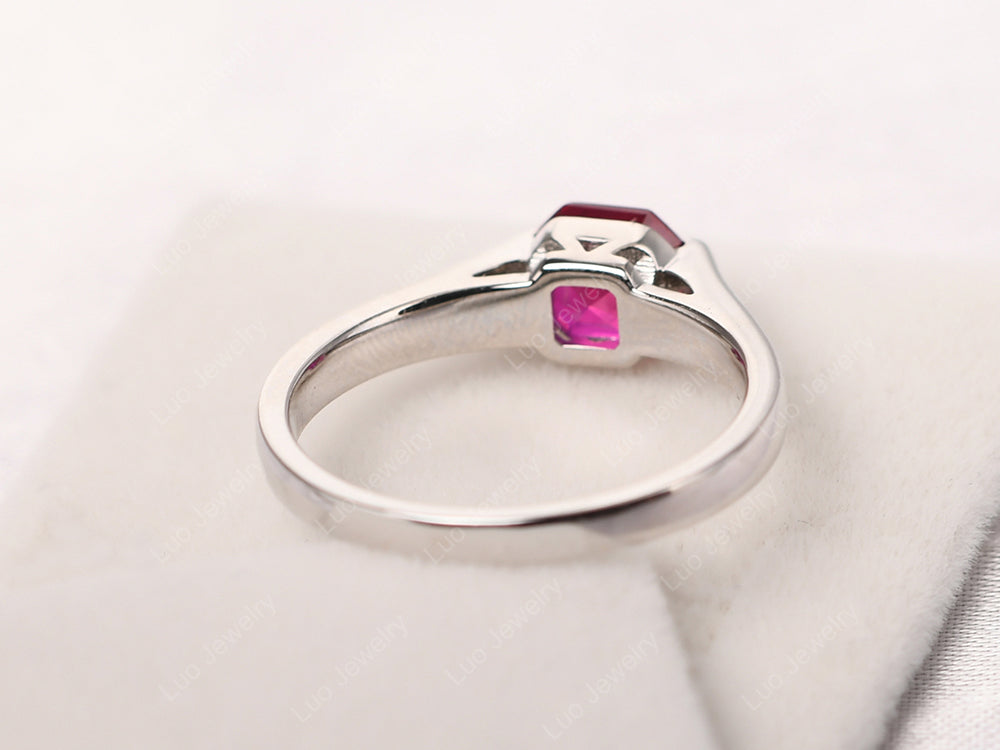 Asscher Cut Ruby Solitaire Ring - LUO Jewelry