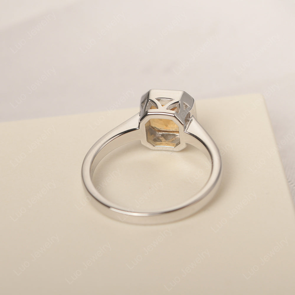 Citrine Bezel Set Asscher Engagement Rings - LUO Jewelry