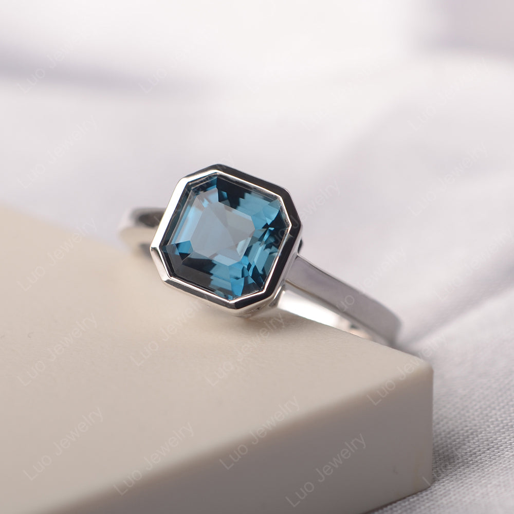 Asscher Cut London Blue Topaz Engagement Rings - LUO Jewelry